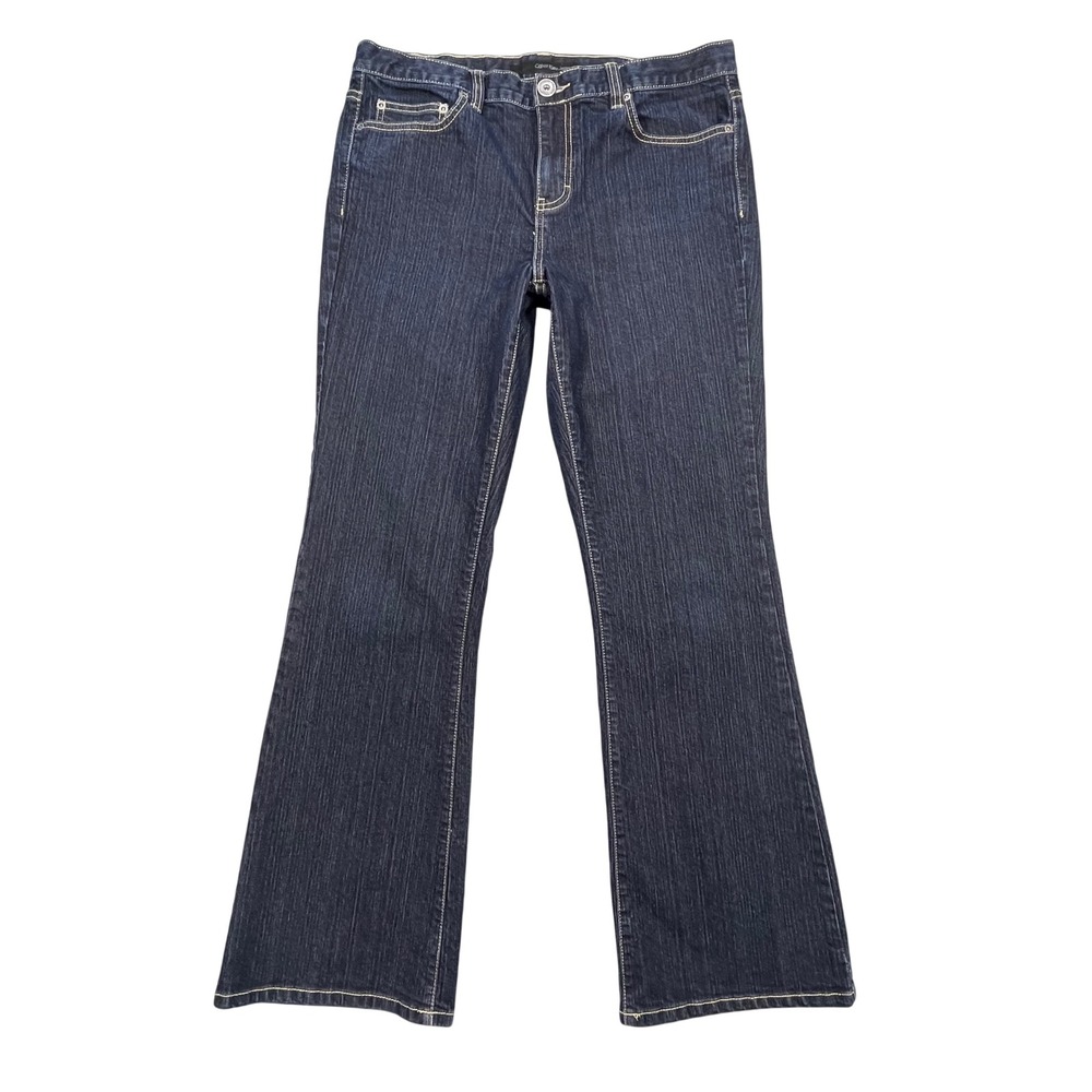 Calvin Klein Dark Wash Flare Leg Stretch Denim Jeans Women 12